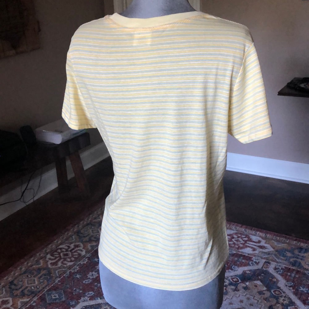 Lemon yellow with blue stripes t shirt. So soft - Picture 3 of 3